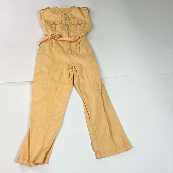 Significant Other Monty Jumpsuit Womens Light Orange Size 10 Belted Button Front - Picture 1 of 13
